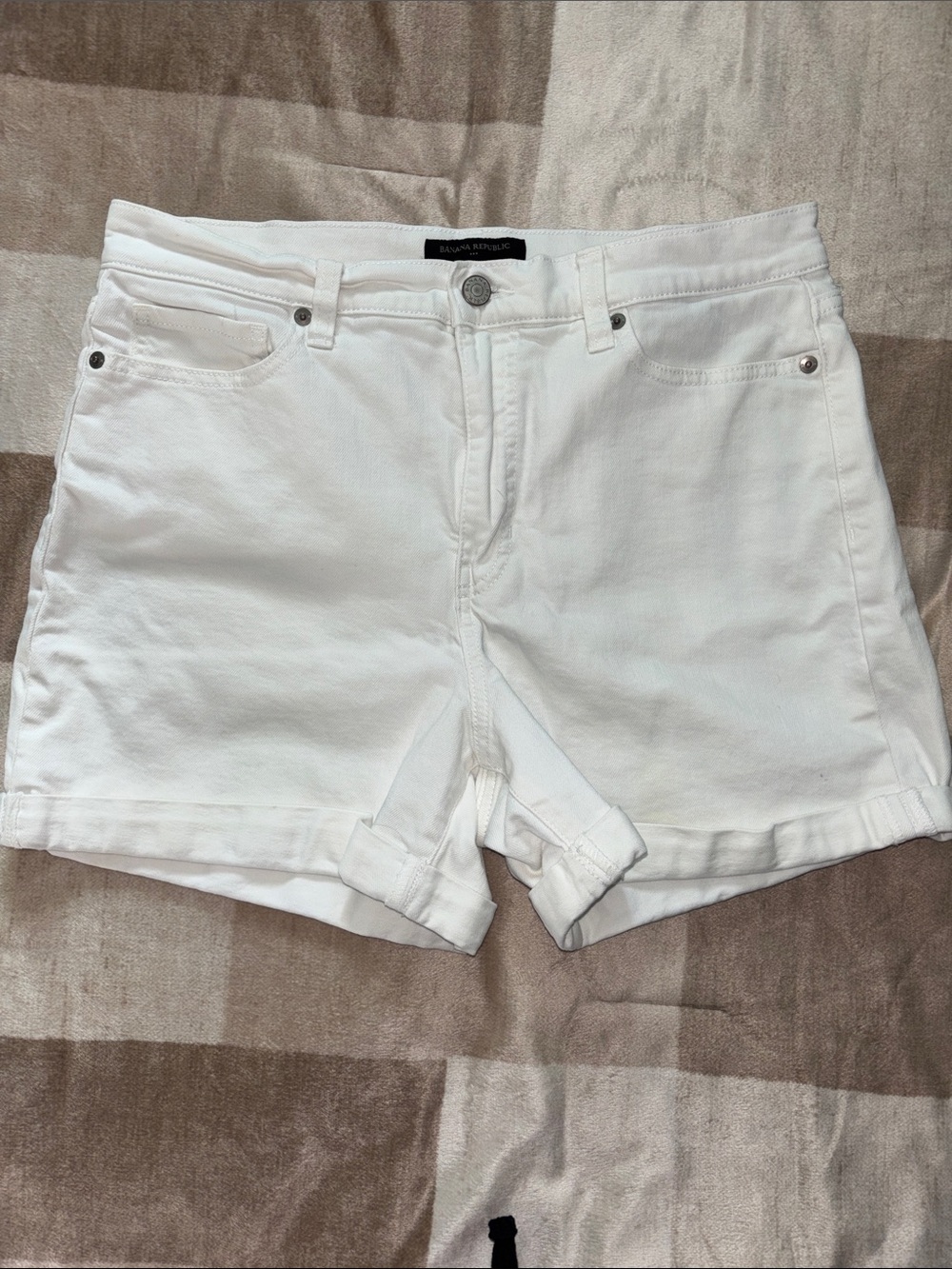 Banana Republic White Denim Roll-Cuff Shorts